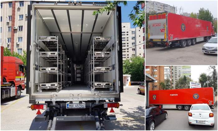 Crunt! O morgă mobilă a fost amplasată în curtea unui mare spital din țară, pentru morții de COVID