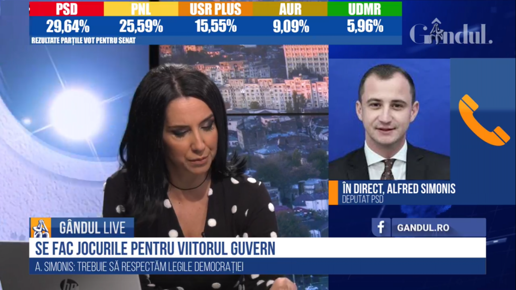 GÂNDUL LIVE. Alfred Simonis, deputat PSD: Nu există un scenariu de suspendare a președintelui / Reformele implementate de PSD au dus la câștigarea alegerilor parlamentare