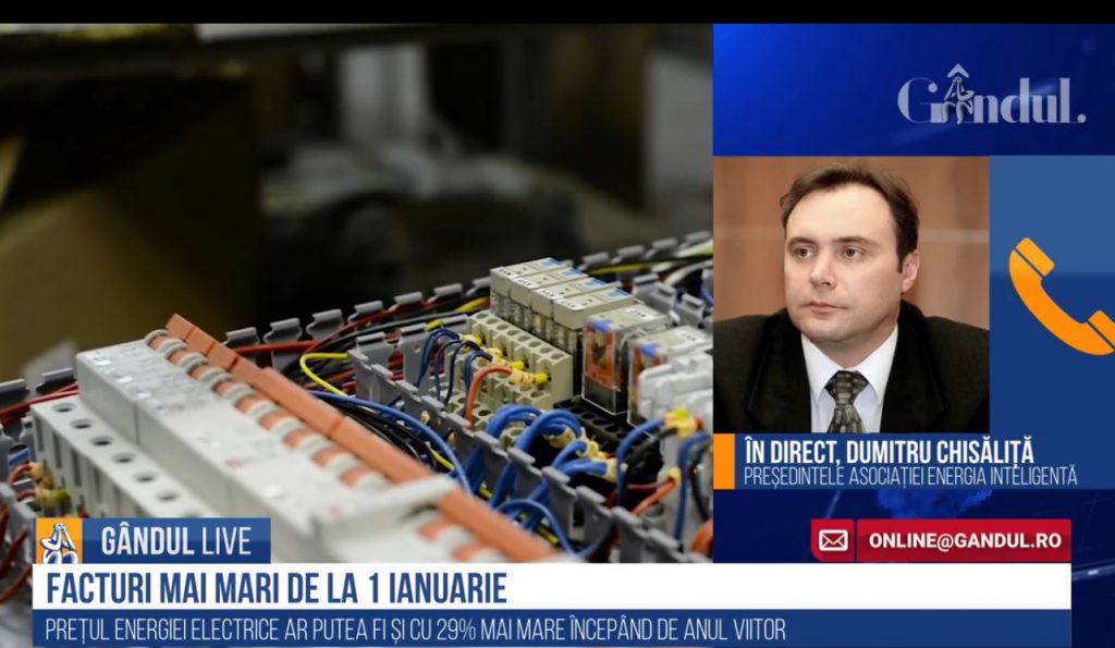 GÂNDUL LIVE. Liberalizarea pieței energiei electrice. Dumitru Chisăliță, AEI: „Totul a fost adus în situația de a nu da pur și simplu posibilitatea ca omul să aleagă efectiv un furnizor”