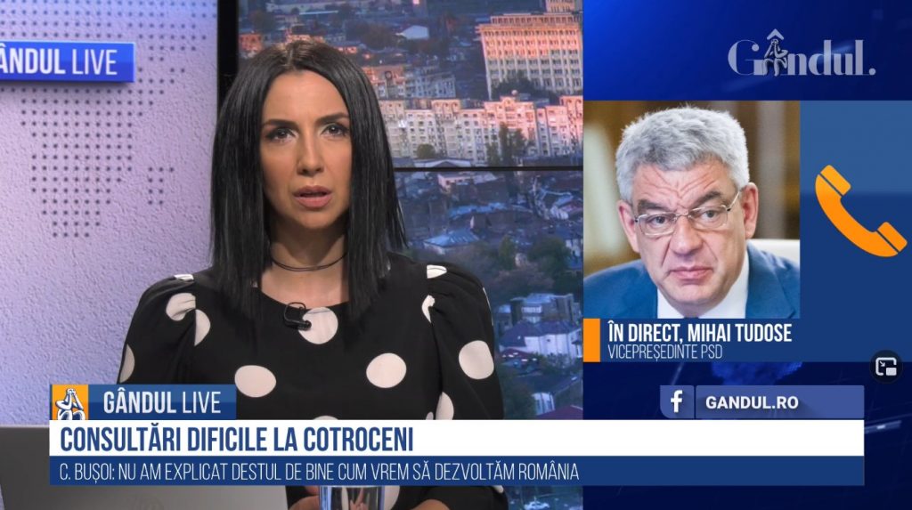 GÂNDUL LIVE. Mihai Tudose, vicepreședintele PSD: „Eu înțeleg că treaba cu alegerile anticipate este o nouă viziune a PNL. Dacă atâta minte au…”
