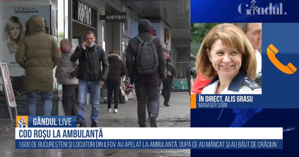 GÂNDUL LIVE. Alis Grasu, managerul SABIF: „De sărbători apar două agresiuni asupra organismului: bucatele tradiționale și alcoolul” / Despre pandemie: „Vaccinul, o rază de soare după multe luni de disperare”