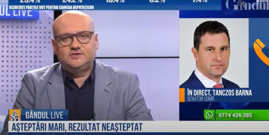 GÂNDUL LIVE. UDMR, pregătit să intre la guvernare. Senatorul Tanczos Barna „Vrem să facem parte dintr-un guvern de centru dreapta”