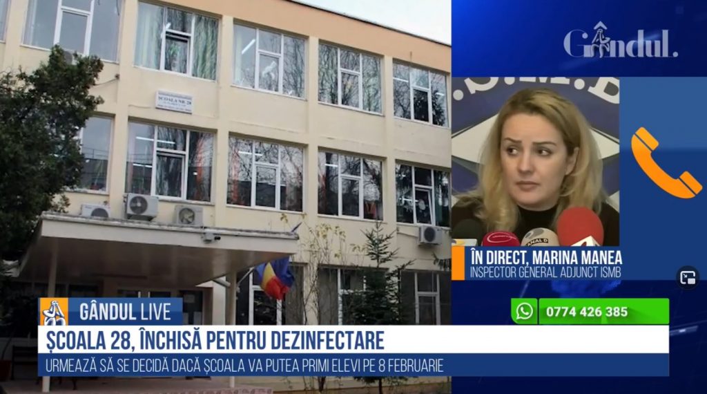 GÂNDUL LIVE. Marina Manea, inspector general adjunct ISMB, despre noua tulpină Covid, descoperită într-o școală bucureșteană: „Masca s-a purtat în interiorul unității de învățământ”