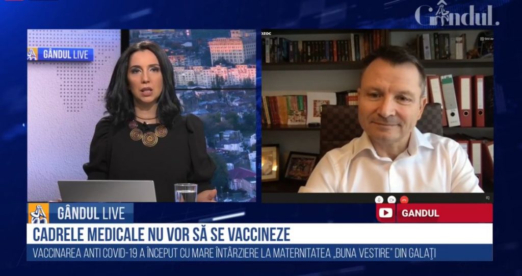 GÂNDUL LIVE. Florin Hozoc, director al unei companii farmaceutice: Arafat trebuia să transmită ceva imediat după vaccinare. Nu doar să vedem niște imagini cu el care s-a vaccinat…”