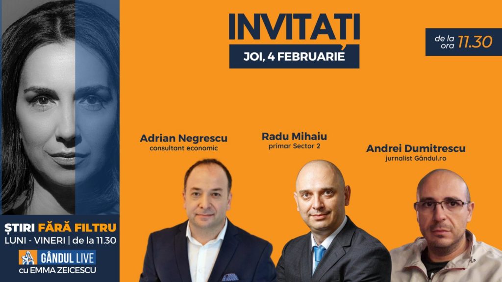 GÂNDUL LIVE. Primarul Sectorului 2, Radu Mihaiu, se află printre invitații Emmei Zeicescu la ediția de joi, 4 februarie 2021, de la ora 11.30