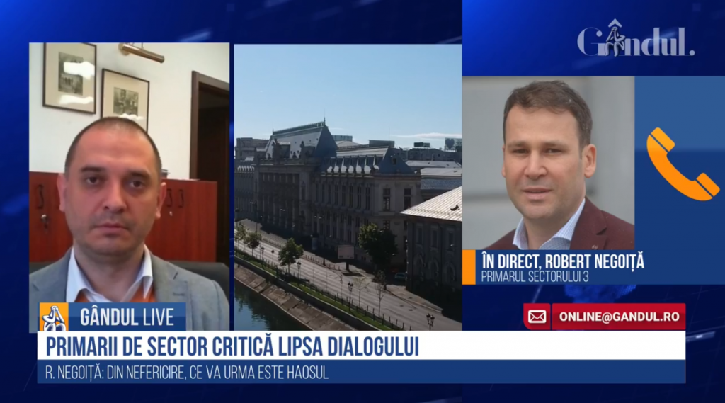 GÂNDUL LIVE. Robert Negoiță, primarul Sectorului 3, despre suspendarea PUZ-urilor de sector: „Haideți să nenorocim un oraș! Știm cu toții șpăgile care se dau la promovarea unui PUZ…”
