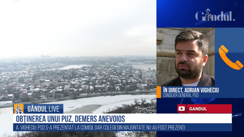 GÂNDUL LIVE. Adrian Vigheciu, consilier PSD, despre suspendarea PUZ-urilor: „PNL se află în corzi, maschează că a făcut o eroare. Primarul este absent!”