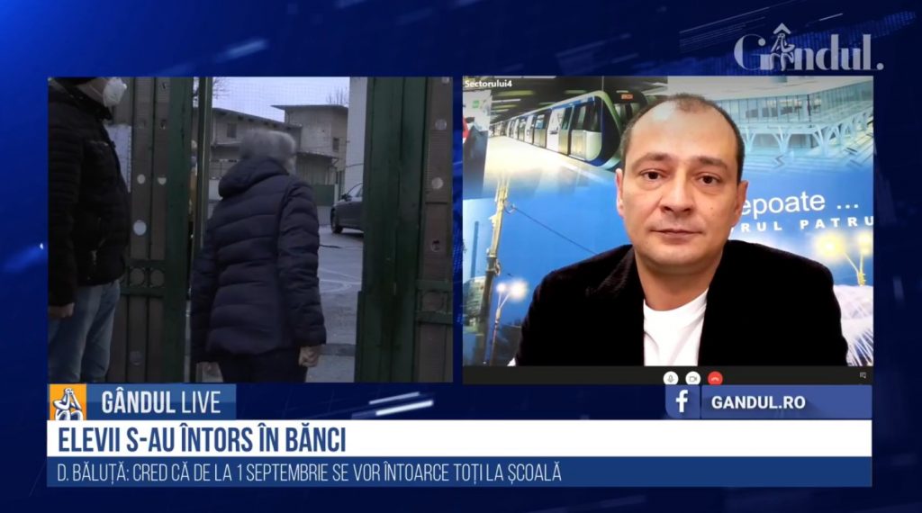 GÂNDUL LIVE. Daniel Băluță, primarul sectorului 4: „Ne-am străduit să implementăm cu DSP și Prefectura Municipiului București toate măsurile pentru începerea școlii”