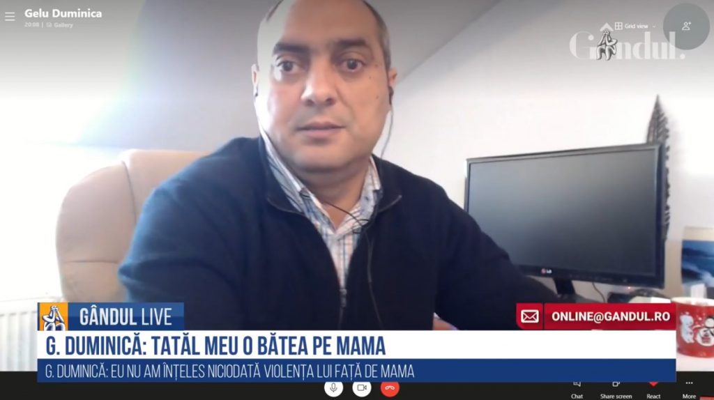 GÂNDUL LIVE. Mărturisiri dureroase! Gelu Duminică: „Tatăl meu nu o bătea non stop pe mama, dar când se întâmpla… Era o formă pe care nu am înțeles-o niciodată”