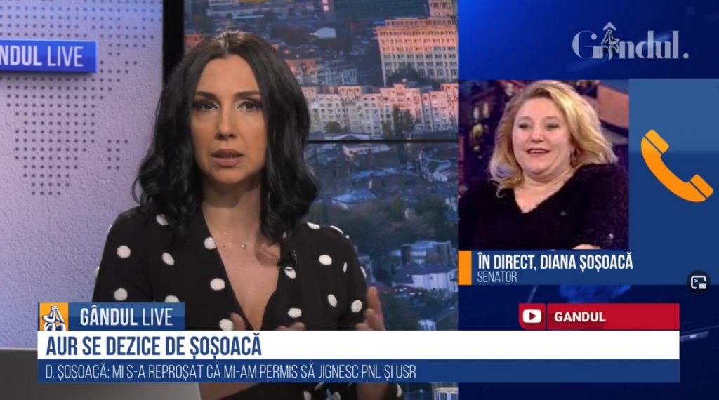 GÂNDUL LIVE. Diana Șoșoacă, declarații explozive: „Eu am verticalitate, demnitate, eu nu pot să mă duc spre partidele contra cărora am luptat. Am luptat cu oameni minunați, contra unui sistem de opresiune”