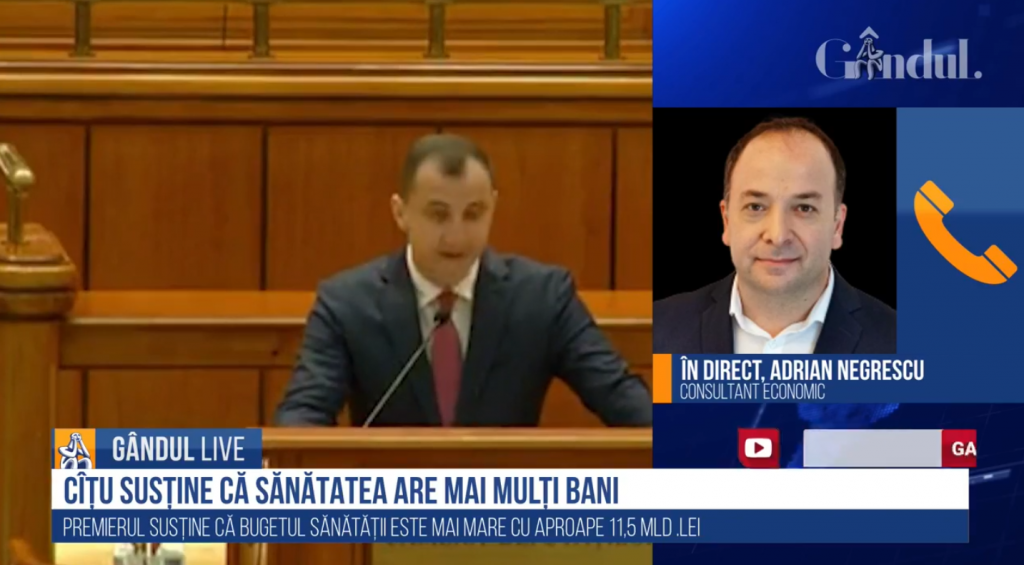 GÂNDUL LIVE. Analistul economic Adrian Negrescu: „Bugetul este unul aspirațional. Este greu să acoperi toate cheltuielile. Este o situație dificilă”