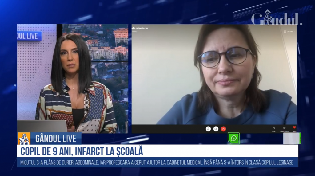 GÂNDUL LIVE. Daniela Vișoianu, expert în educație, despre cazul elevului care a murit de infarct la școală: „În alte țări există o brățară cu cod de culoare, care semnalează afecțiunea copilului”
