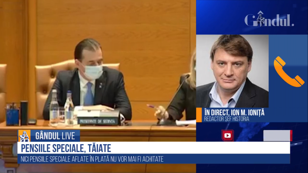 GÂNDUL LIVE. Eliminarea pensiilor speciale ale parlamentarilor | Ion M. Ioniță, redactor-șef Historia: Depinde și de Curtea Consituțională. Să vedem ce se întâmplă