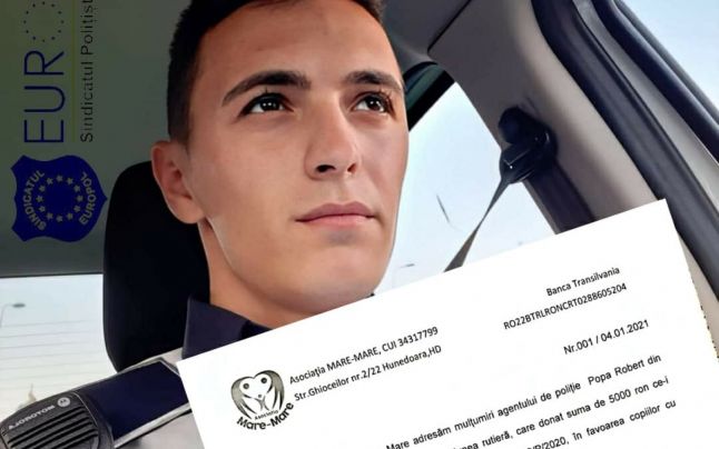 „Te fac, îți rup picioarele!” Cum a ajuns un polițist să doneze 5.000 de lei, după ce a fost amenințat de un „bombardier”