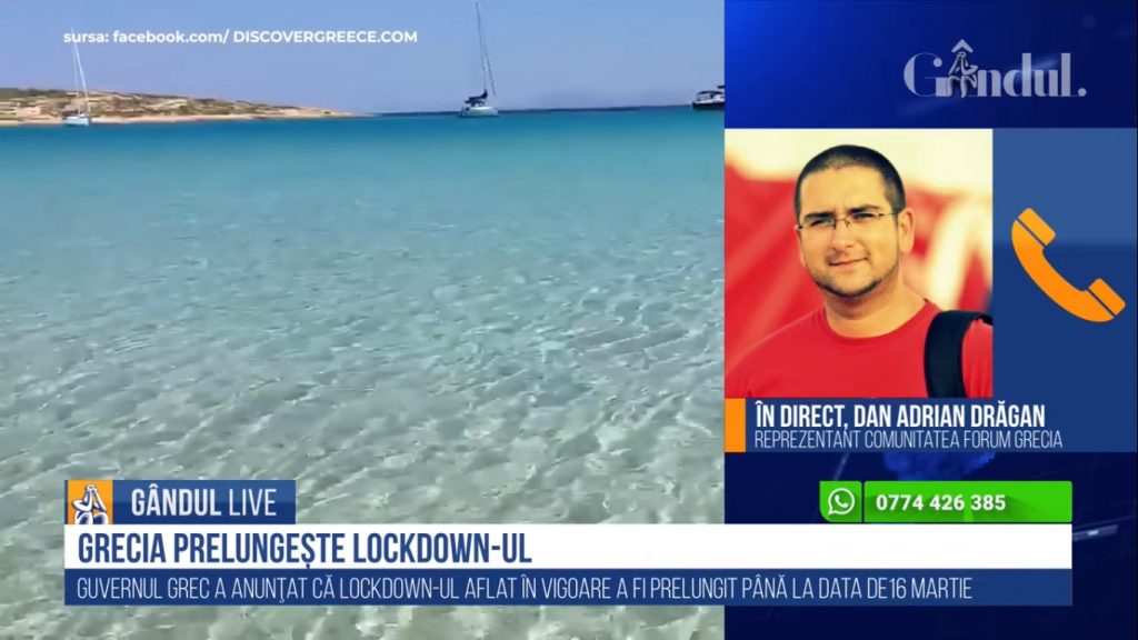 GÂNDUL LIVE. Dan Adrian Drăgan, reprezentant comunitatea Forum Grecia: Autoritățile elene ar trebui să comunice mai bine cu turiștii – VIDEO