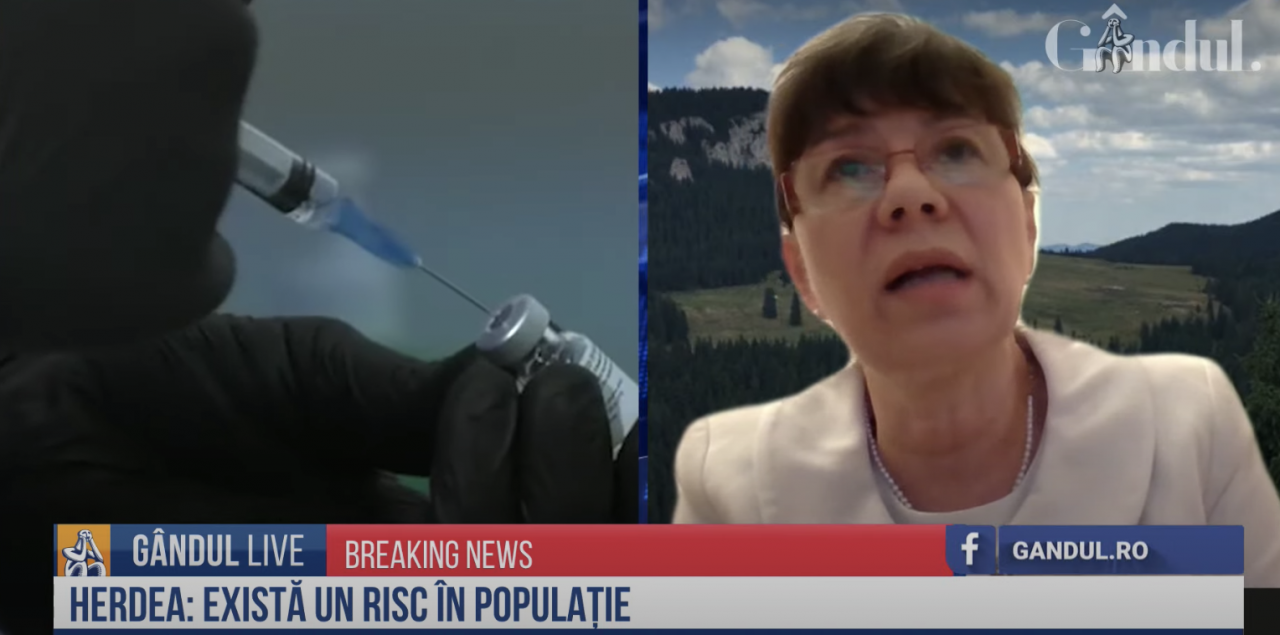 GÂNDUL LIVE. Valeria Herdea, medic: „Dacă reușim să protejăm 60-70% din populație prin vaccinare, reușim practic să controlăm această pandemie”