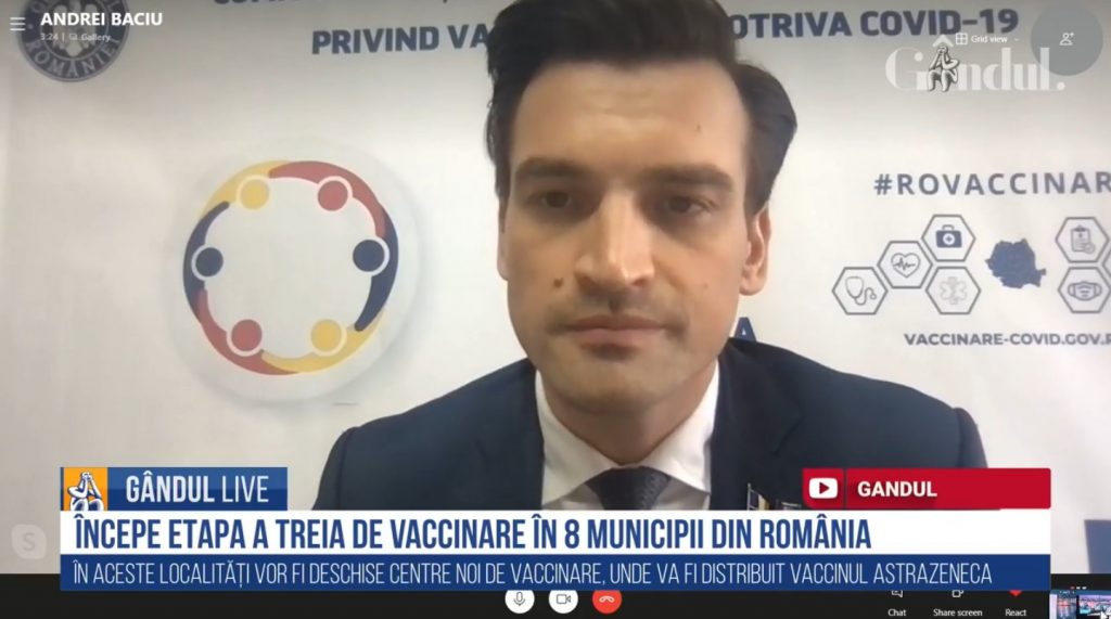 GÂNDUL LIVE. Andrei Baciu: „De pe 15 martie, oricine dorește se poate înscrie pe lista de așteptare pentru vaccinarea COVID” / Ce spune despre vaccinul Johnson & Johnson