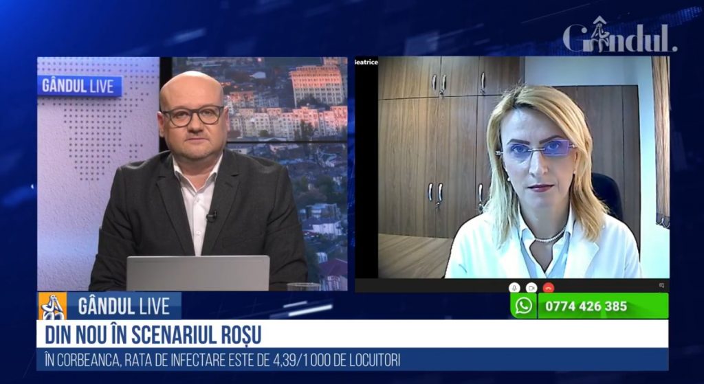 GÂNDUL LIVE. Beatrice Mahler: „Suntem în al treilea val al pandemiei / Nu mai avem locuri la ATI / Trebuie să continuăm vaccinarea și regulile să fie respectate”