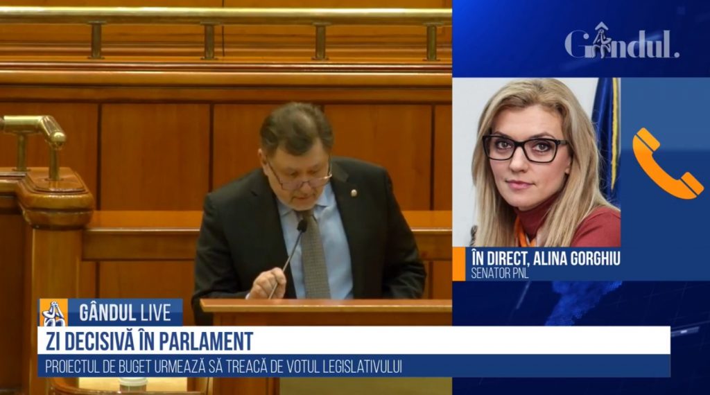 GÂNDUL LIVE. Alina Gorghiu: „Vorbim de investiții-record. Nu introducem taxe și impozite noi / Nici PSD, nici AUR nu vor să facă o Opoziție constructivă”