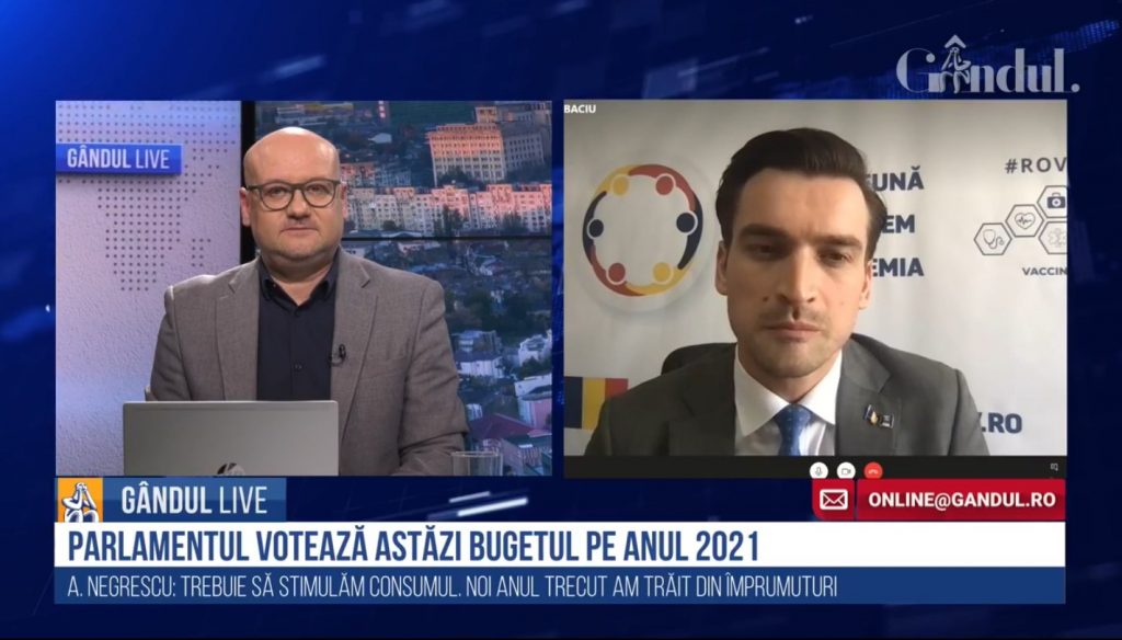 GÂNDUL LIVE. Andrei Baciu: „Se confirmă eficiența vaccinului. Miercuri va fi vaccinat românul cu numărul un milion”