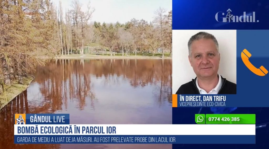 GÂNDUL LIVE. Dan Trifu (Eco-Civica), despre lacul IOR: „Erau fecale în apă / S-a dispus controlul și identificarea sursei de poluare”