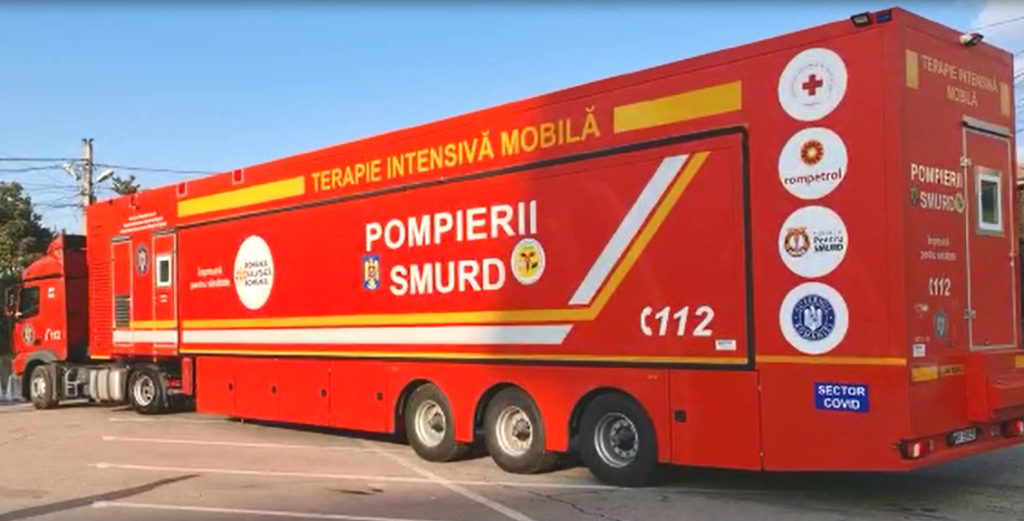 Unitate mobilă ATI instalată la Institutul „Marius Nasta”, în contextul celui de-al patrulea val al pandemiei de COVID-19