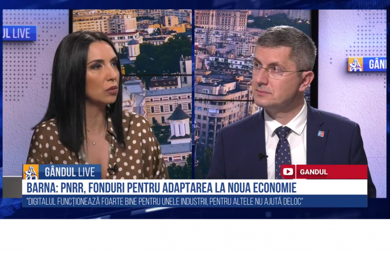 GÂNDUL LIVE. Dan Barna: Planul Național de Redresare și Reziliență, un program pentru adaptarea la noua economie