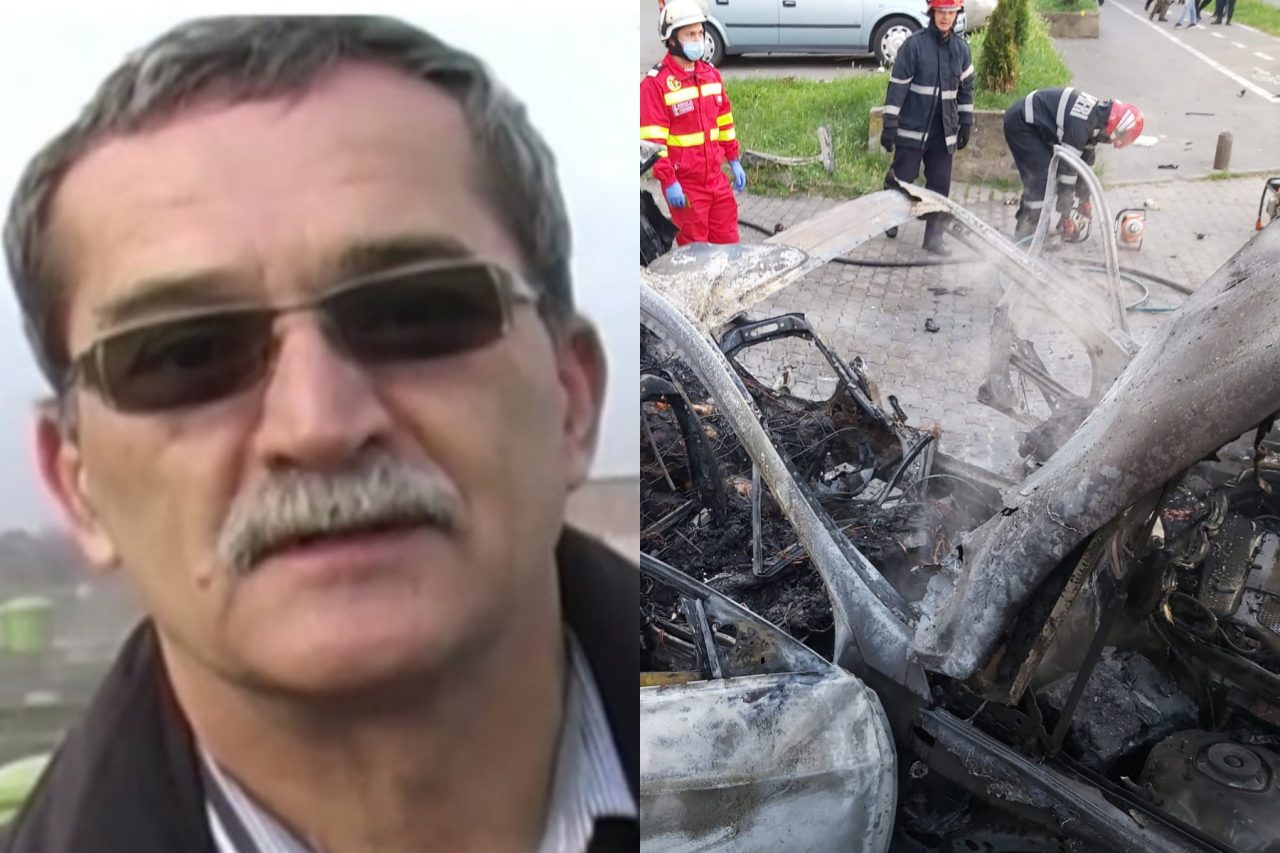 Primele imagini surprinse la scurt timp după explozia mașinii din Arad. Detaliul important în anchetă – VIDEO