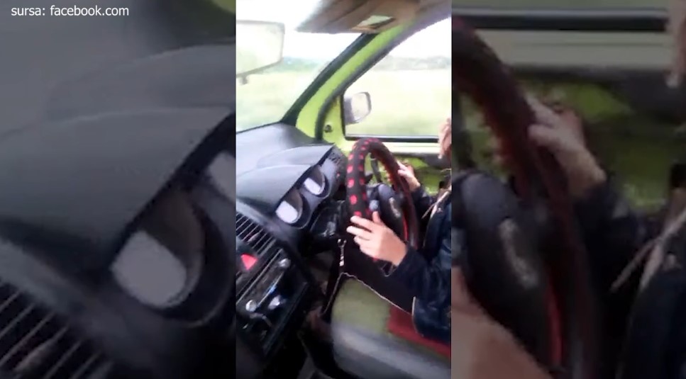VIDEO | Un tată din Dolj și-a pus fetița să conducă mașina: ”Fă cu mâna la cameră, tati! Vezi că intri în șanț!”. Ce au descoperit polițiștii când l-au identificat