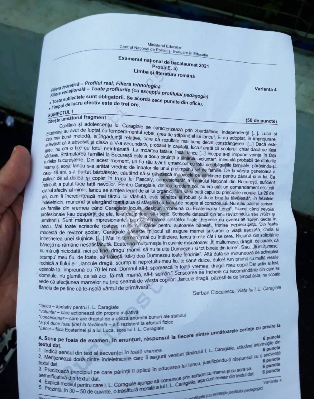 Subiectele ?i baremele la Limba ?i literatura român? | Bacalaureat 2021