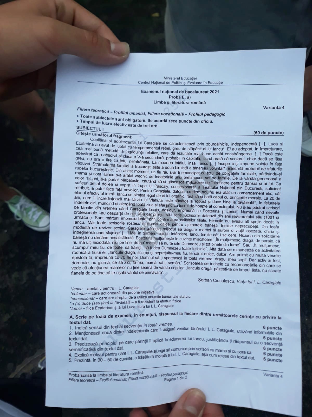 Subiectele È™i Baremele La Limba È™i Literatura RomanÄƒ Bacalaureat 2021