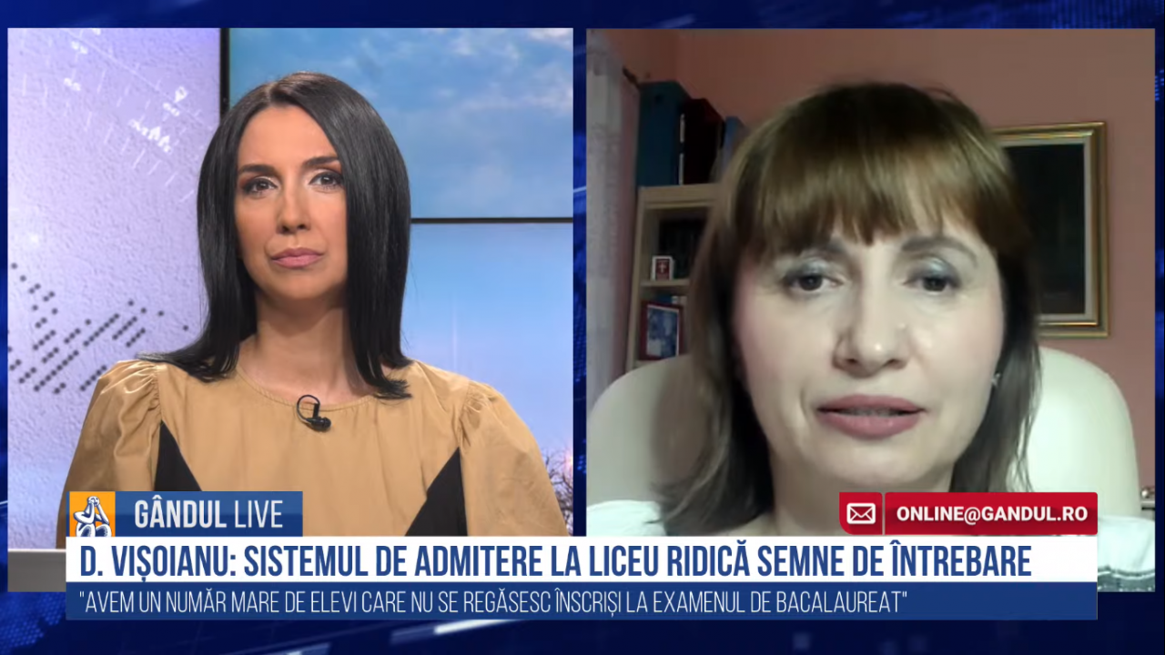 GÂNDUL LIVE. Daniela Vișoianu, specialist în educație: Sistemul de admitere la liceu este vechi și ridică semne de întrebare