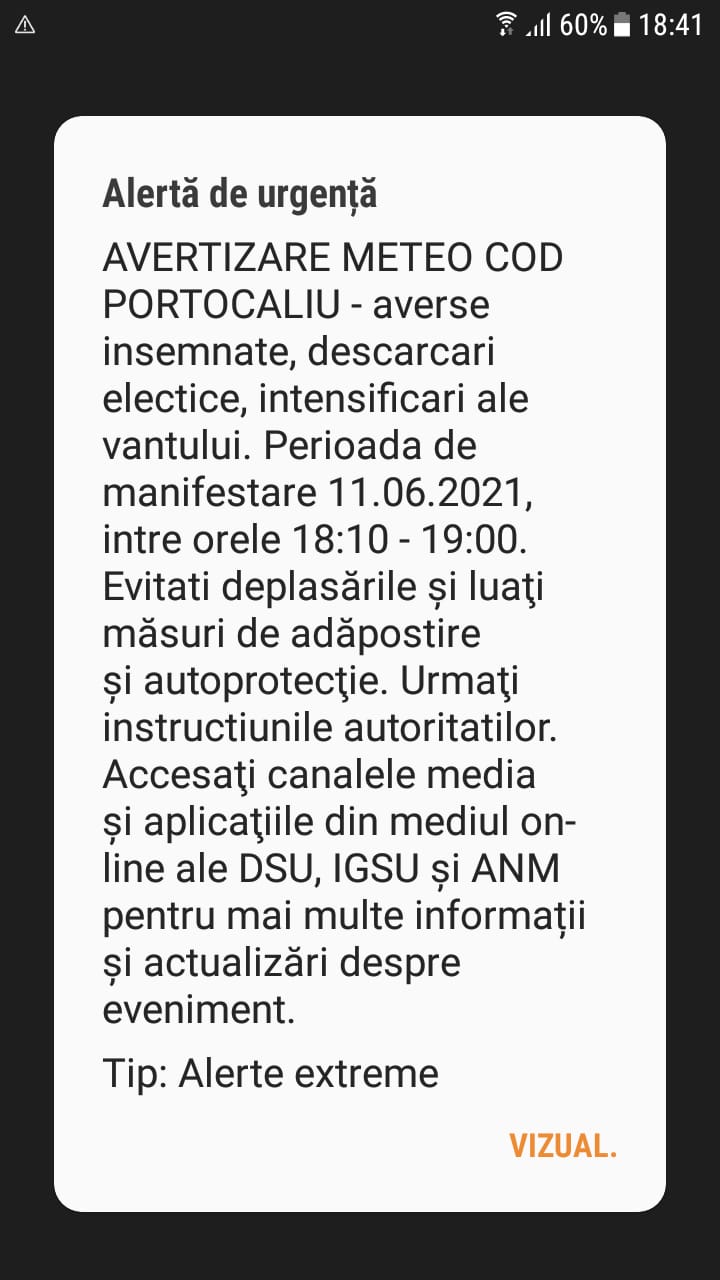 Mesaj RO-ALERT: Cod portocaliu de averse însemnate și descărcări electrice în București - VIDEO