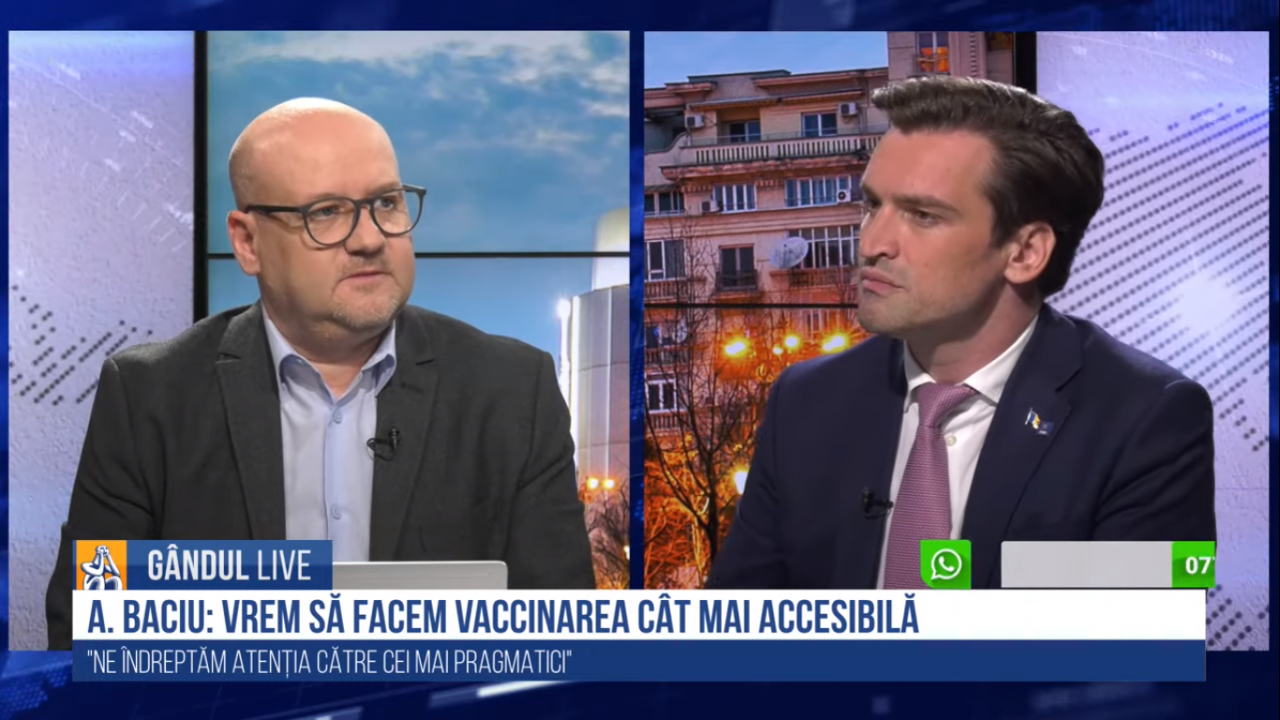 GÂNDUL LIVE. Andrei Baciu: Vrem să facem vaccinarea cât mai accesibilă / Ne îndreptăm atenția către cei mai pragmatici