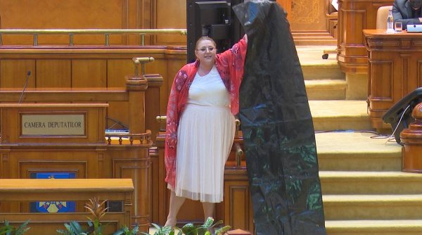 Diana Șoșoacă, scandal la moțiunea de cenzură. Senatoarea a adus un sac pentru cadavre în Parlament