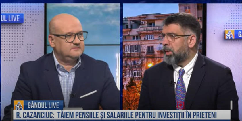 Senatorul Robert Cazanciuc la GÂNDUL LIVE: Tăiem pensiile și salariile pentru investițiile oferite pentru clientela proprie a Guvernului – VIDEO