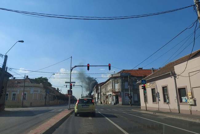 Incendiu izbucnit la o rulotă, pe un bulevard din Timișoara. O butelie aflată în interior a explodat (VIDEO)