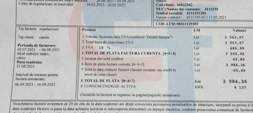 Factură de 3.000 de lei pentru o casă cu 3 camere, în Brașov. Deși a făcut reclamație, femeia nu a primit niciun răspuns de la Electrica: „Venitul meu lunar este 1.600 lei”