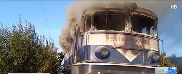 Locomotiva unui tren a luat foc, între Arad și Timișoara. Traficul feroviar a fost întrerupt