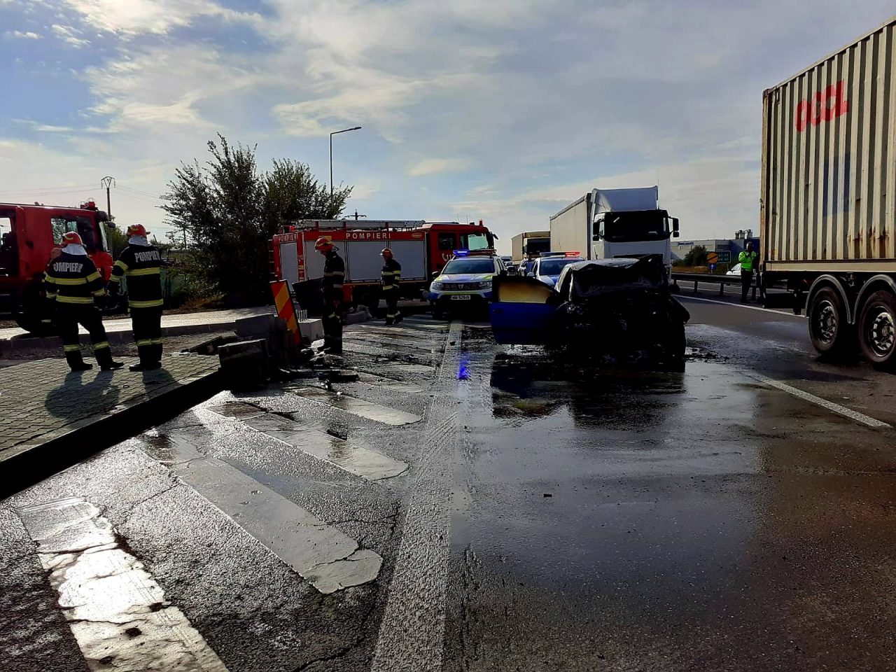 Autocar cu 30 de pasageri, implicat într-un accident pe Autostrada Piteşti – Bucureşti