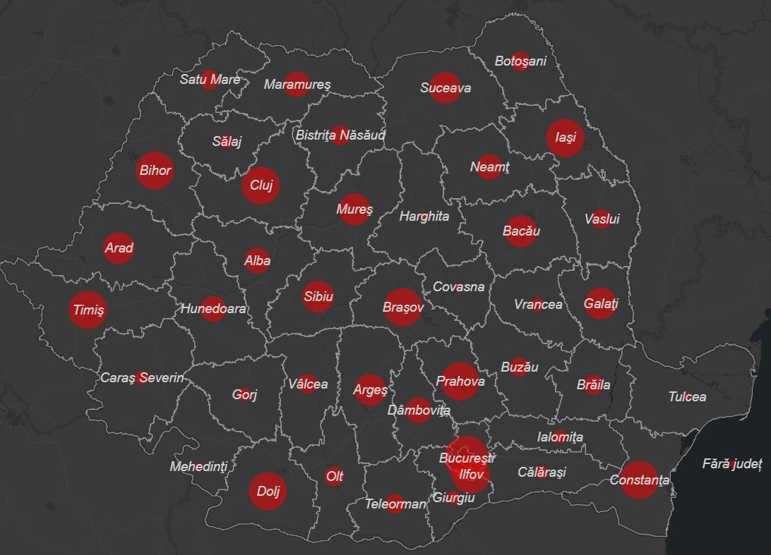 Bucureștiul și alte 15 județe sunt în scenariul roșu. Topul zonelor unde s-au înregistrat cele mai multe infectări SARS-CoV-2