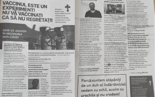 Mai multe broșuri anti-vaccin au fost împărţite în incinta Catedralei Arhiepiscopale de la Suceava
