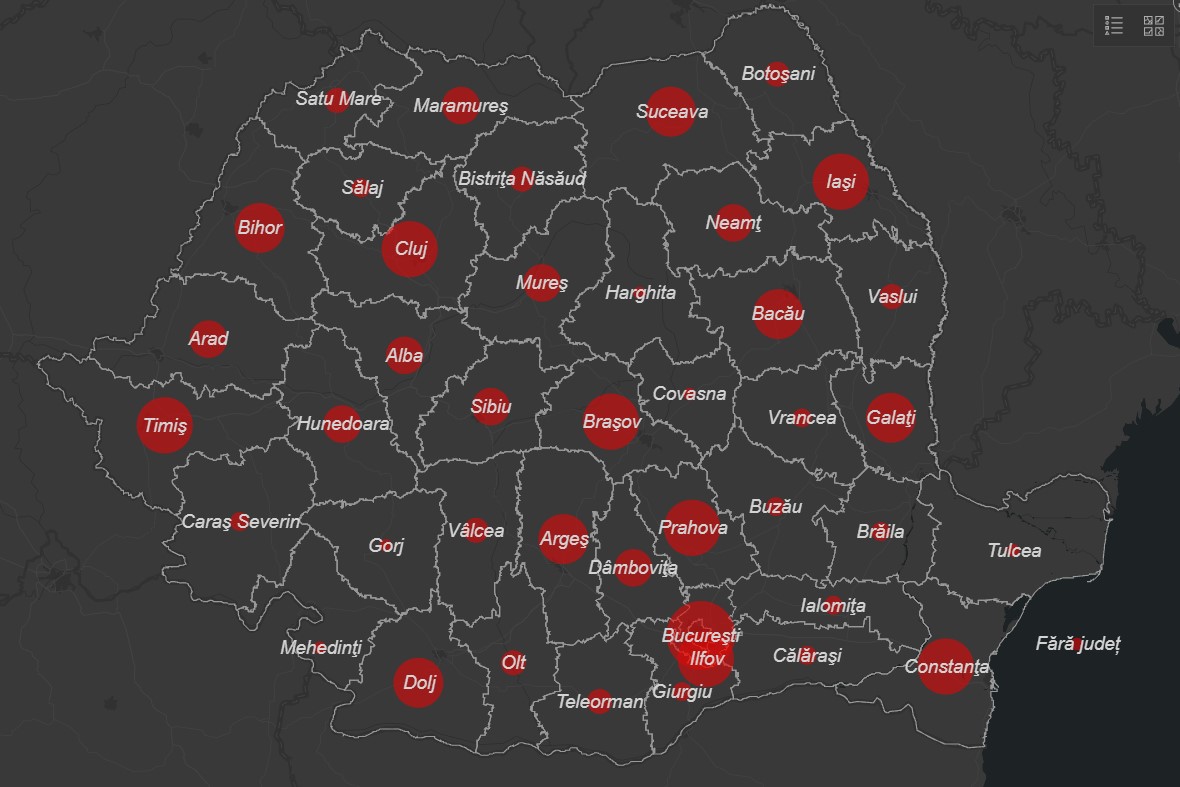 Top 10 zone cu o accelerată răspândire a SARS-CoV-2. București, Ilfov și Cluj – pe primele poziții. Ce județe au rămas în scenariul verde