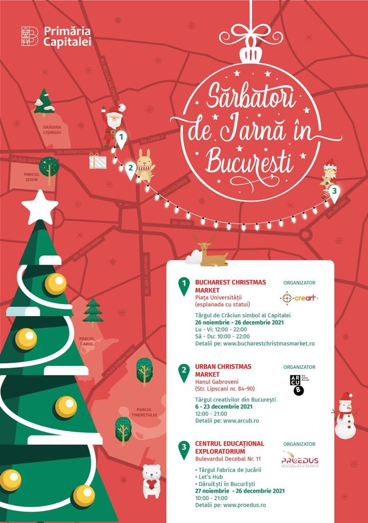 Primăria Capitalei dă startul sărbătorilor de iarnă! Vineri se deschide Târgul de Crăciun şi se aprind luminițele de sărbători