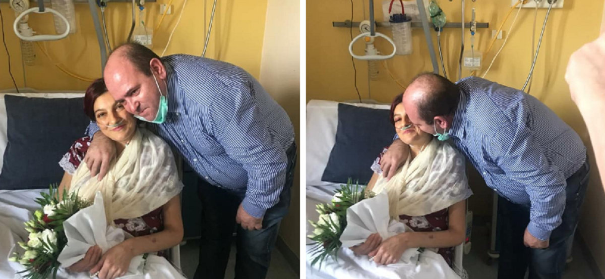 FOTO|Loredana și Costel s-au căsătorit într-un spital din Italia. Tânăra este internată în așteptarea unui transplant de ficat