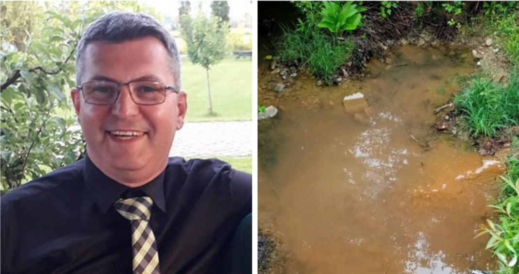 Fiul unui fost primar, prins când polua un râu cu reziduri toxice. Otrăvurile au ajuns direct în apă și în pământ