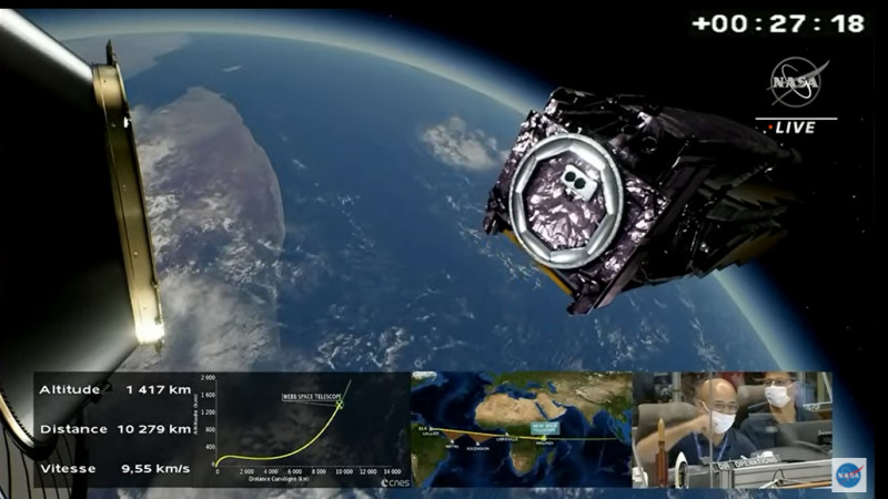 Telescopul Spaţial James Webb a fost lansat, de Crăciun, din Guyana Franceză, la bordul unei rachete Ariane 5 | VIDEO