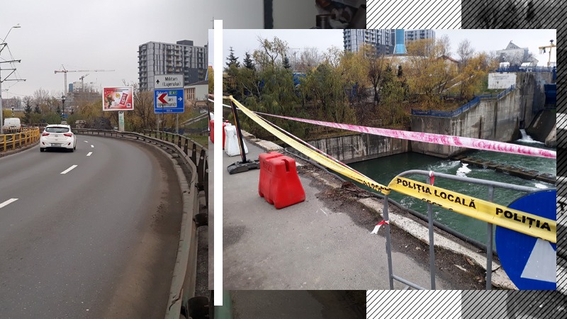 VIDEO | „Curba morții” de la Barajul Ciurel din București, mai periculoasă ca niciodată. Aici a rămas doar un hău direct spre apă, iar parapeții sunt „lipiți” în câteva puncte de sudură