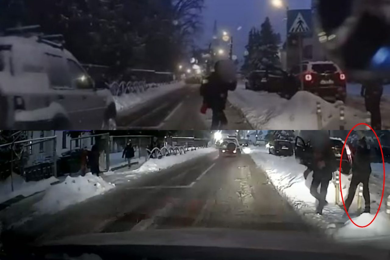 Copil la un pas să fie spulberat pe trecerea de pietoni, de față cu un polițist, care nu a schițat nicio reacție