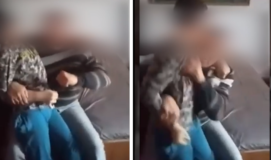 Imagini șocante cu un tată care își lovește cu pumnii copilul, în timp ce mama filmează și râde. Bărbatul este anchetat de Poliție